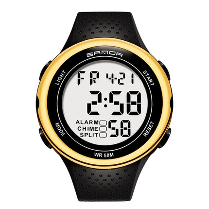 SANDA 375 Watch For Male Students Simple Casual Electronic Watch Sports Waterproof Luminous Watch(Gold)-garmade.com