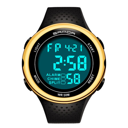 SANDA 375 Watch For Male Students Simple Casual Electronic Watch Sports Waterproof Luminous Watch(Gold)-garmade.com