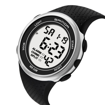 SANDA 375 Watch For Male Students Simple Casual Electronic Watch Sports Waterproof Luminous Watch(Silver)-garmade.com