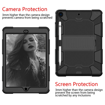 For iPad 10.2 Shockproof Two-Color Silicone Protection Case with Holder & Pen Slot(Black)-garmade.com
