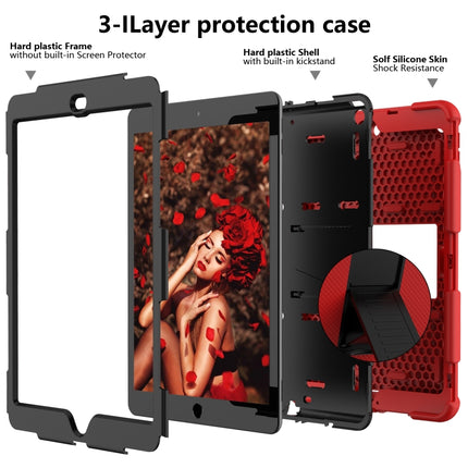For iPad 10.2 Shockproof Two-Color Silicone Protection Case with Holder & Pen Slot(Red+Black)-garmade.com