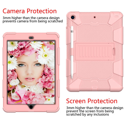 For iPad 10.2 Shockproof Two-Color Silicone Protection Case with Holder & Pen Slot(Rose Gold)-garmade.com