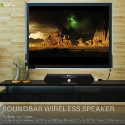New Rixing NR4017 Portable 10W Stereo Surround Soundbar Bluetooth Speaker with Microphone(Black)-garmade.com