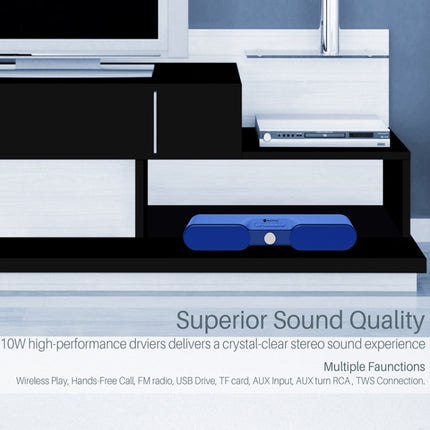 New Rixing NR4017 Portable 10W Stereo Surround Soundbar Bluetooth Speaker with Microphone(Gray)-garmade.com