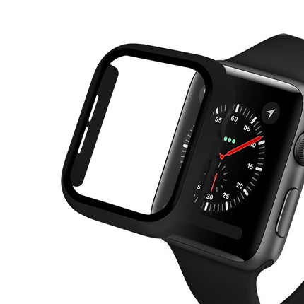 ENKAY Hat-prince Full Coverage PC Case + Tempered Glass Protector for Apple Watch Series 5 / 4 44mm(Black)-garmade.com