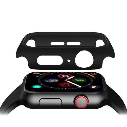 ENKAY Hat-prince Full Coverage PC Case + Tempered Glass Protector for Apple Watch Series 5 / 4 44mm(Black)-garmade.com