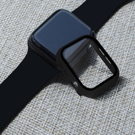 ENKAY Hat-prince Full Coverage PC Case + Tempered Glass Protector for Apple Watch Series 5 / 4 44mm(Black)-garmade.com