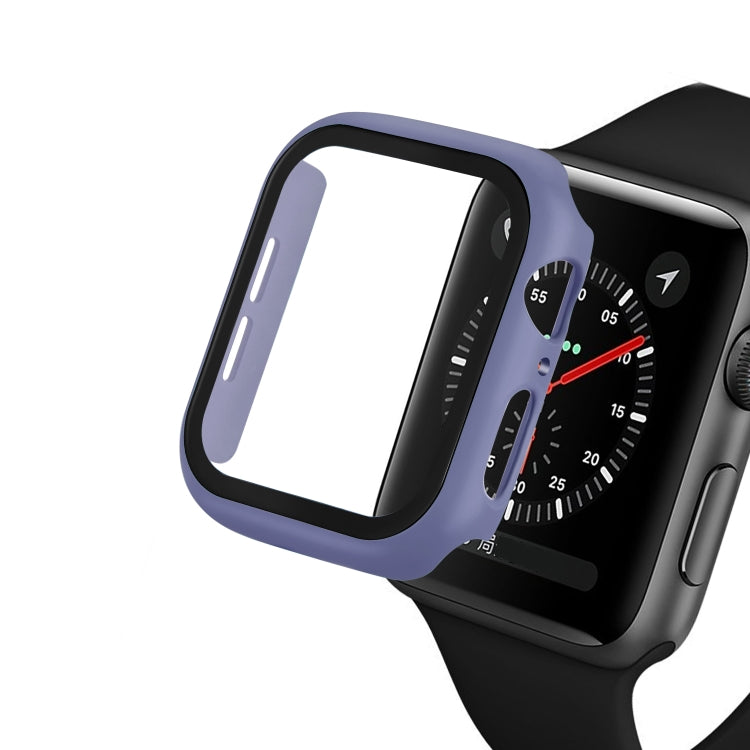 ENKAY Hat-prince Full Coverage PC Case + Tempered Glass Protector for Apple Watch Series 5 / 4 44mm(Blue)-garmade.com