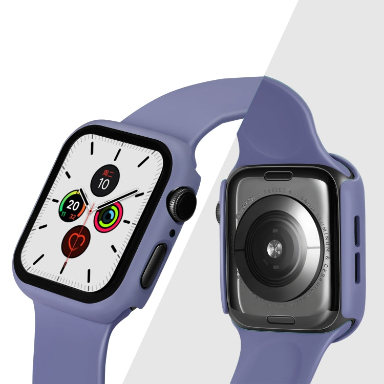 ENKAY Hat-prince Full Coverage PC Case + Tempered Glass Protector for Apple Watch Series 5 / 4 44mm(Blue)-garmade.com