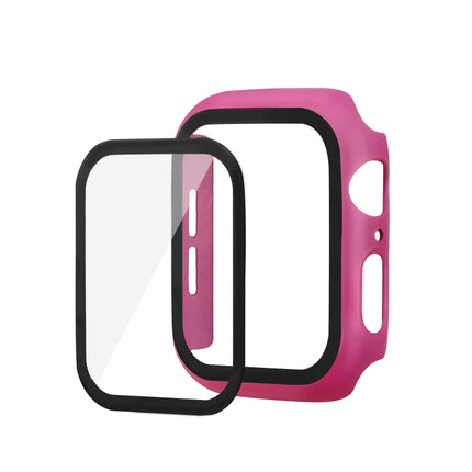 ENKAY Hat-prince Full Coverage PC Case + Tempered Glass Protector for Apple Watch Series 5 / 4 44mm(Rose)-garmade.com