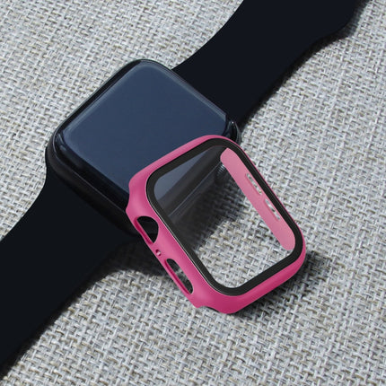 ENKAY Hat-prince Full Coverage PC Case + Tempered Glass Protector for Apple Watch Series 5 / 4 44mm(Rose)-garmade.com