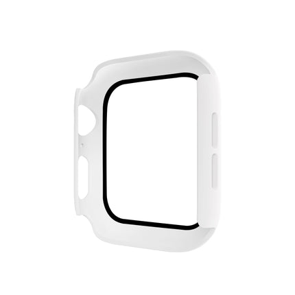 ENKAY Hat-prince Full Coverage PC Case + Tempered Glass Protector for Apple Watch Series 5 / 4 44mm(White)-garmade.com