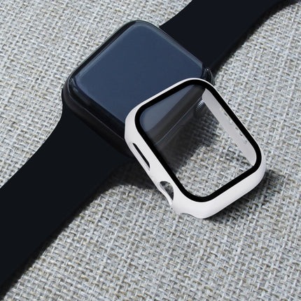 ENKAY Hat-prince Full Coverage PC Case + Tempered Glass Protector for Apple Watch Series 5 / 4 40mm(White)-garmade.com