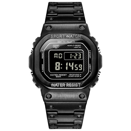 SANDA 390 Fashion Trend Men Business Watch Outdoor Sports Personality Square Digital Electronic Watch(Black)-garmade.com