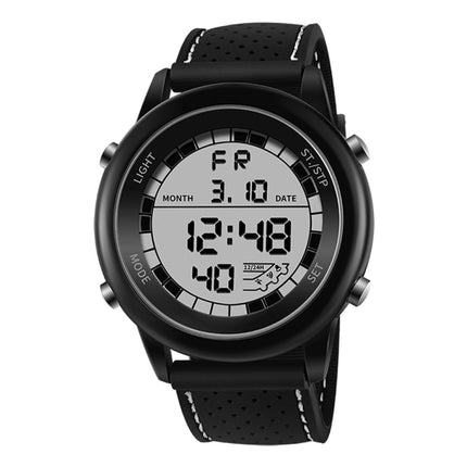 SANDA 411 Multifunctional Wports Watch Male Youth Fashion Model Male Waterproof Student Electronic Watch(Black White)-garmade.com