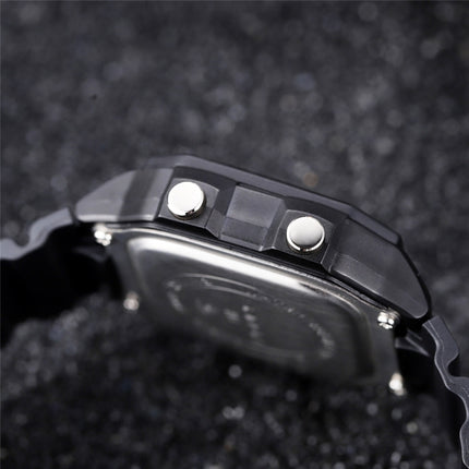 SANDA418 Square Wristwatch Swimming Waterproof Alarm Night light Male Student Watch Simple Fashion Sports Watch(Black)-garmade.com