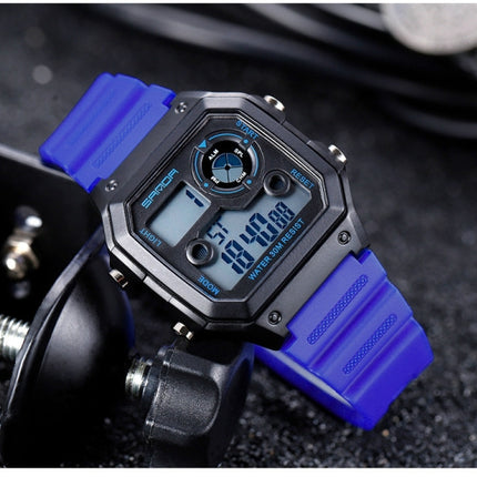 SANDA418 Square Wristwatch Swimming Waterproof Alarm Night light Male Student Watch Simple Fashion Sports Watch(Black)-garmade.com