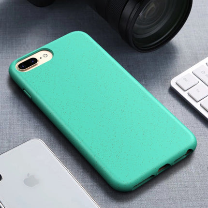 For iPhone 6 Plus & 6s Plus Starry Series Shockproof Straw Material + TPU Protective Case(Dark Green)-garmade.com