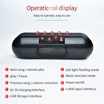 T&G TG148 Portable Stereo Audio Super Bass LED Lantern Pill Wireless Bluetooth Speaker(Black)-garmade.com