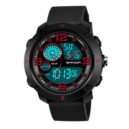 SANDA 762 Watch Men Watch Students Men Watch Fashion Trend Youth Waterproof Night light Sports Men(Red)-garmade.com