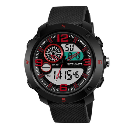 SANDA 762 Watch Men Watch Students Men Watch Fashion Trend Youth Waterproof Night light Sports Men(Red)-garmade.com