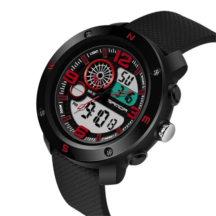 SANDA 762 Watch Men Watch Students Men Watch Fashion Trend Youth Waterproof Night light Sports Men(Red)-garmade.com