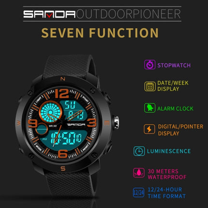 SANDA 762 Watch Men Watch Students Men Watch Fashion Trend Youth Waterproof Night light Sports Men(Orange)-garmade.com