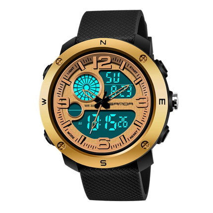 SANDA 762 Watch Men Watch Students Men Watch Fashion Trend Youth Waterproof Night light Sports Men(Gold)-garmade.com