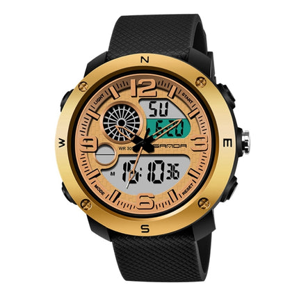 SANDA 762 Watch Men Watch Students Men Watch Fashion Trend Youth Waterproof Night light Sports Men(Gold)-garmade.com