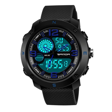 SANDA 762 Watch Men Watch Students Men Watch Fashion Trend Youth Waterproof Night light Sports Men(Blue)-garmade.com