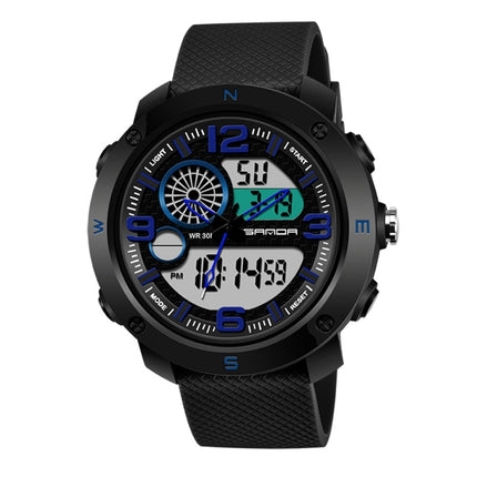 SANDA 762 Watch Men Watch Students Men Watch Fashion Trend Youth Waterproof Night light Sports Men(Blue)-garmade.com