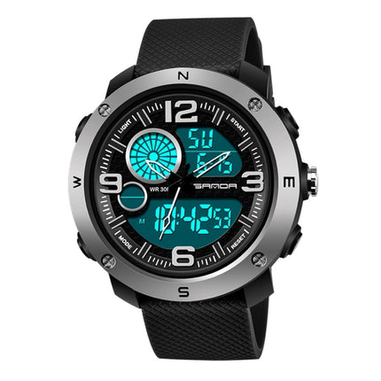 SANDA 762 Watch Men Watch Students Men Watch Fashion Trend Youth Waterproof Night light Sports Men(Silvery)-garmade.com