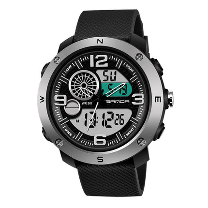 SANDA 762 Watch Men Watch Students Men Watch Fashion Trend Youth Waterproof Night light Sports Men(Silvery)-garmade.com