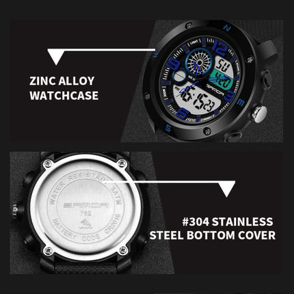 SANDA 762 Watch Men Watch Students Men Watch Fashion Trend Youth Waterproof Night light Sports Men(Silvery)-garmade.com