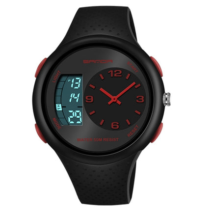 SANDA 763 Men Waterproof Student Watch Explosive Fashion Multi Functional Night light Outdoor Sports Personality Electronic Wrist Watch(Red)-garmade.com