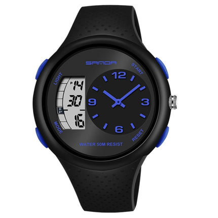 SANDA 763 Men Waterproof Student Watch Explosive Fashion Multi Functional Night light Outdoor Sports Personality Electronic Wrist Watch(Blue)-garmade.com