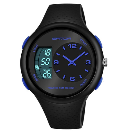 SANDA 763 Men Waterproof Student Watch Explosive Fashion Multi Functional Night light Outdoor Sports Personality Electronic Wrist Watch(Blue)-garmade.com