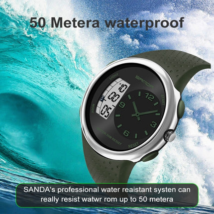 SANDA 763 Men Waterproof Student Watch Explosive Fashion Multi Functional Night light Outdoor Sports Personality Electronic Wrist Watch(Blue)-garmade.com