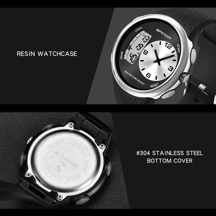 SANDA 763 Men Waterproof Student Watch Explosive Fashion Multi Functional Night light Outdoor Sports Personality Electronic Wrist Watch(Silvery)-garmade.com