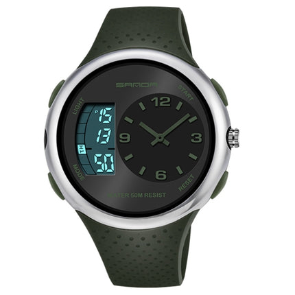 SANDA 763 Men Waterproof Student Watch Explosive Fashion Multi Functional Night light Outdoor Sports Personality Electronic Wrist Watch(Green)-garmade.com