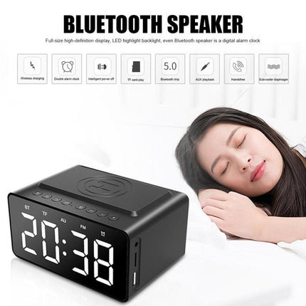 AEC BT508 Wireless Charging Bluetooth Speaker LED Alarm Clock Power Bank Three-In-One Speaker-garmade.com
