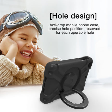 For iPad MINI1/2/3 EVA + PC Flat Protective Shell with 360 ° Rotating Bracket(Black+Black)-garmade.com