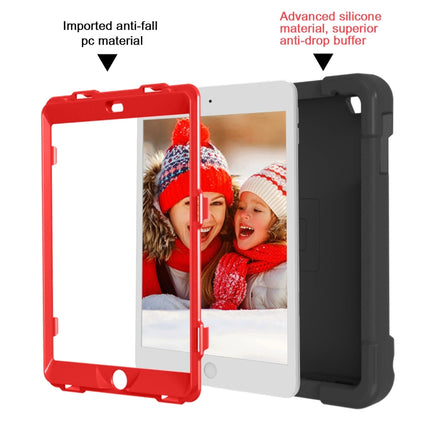 For iPad MINI1/2/3 EVA + PC Flat Protective Shell with 360 ° Rotating Bracket(Black+Red)-garmade.com