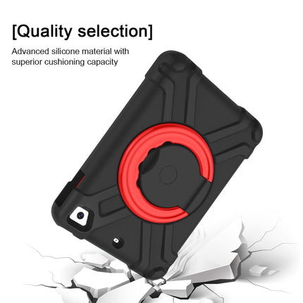 For iPad MINI1/2/3 EVA + PC Flat Protective Shell with 360 ° Rotating Bracket(Black+Red)-garmade.com