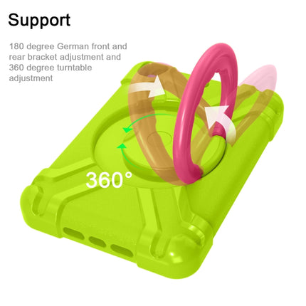 For iPad MINI1/2/3 EVA + PC Flat Protective Shell with 360 ° Rotating Bracket(Grass Green+Rose Red)-garmade.com