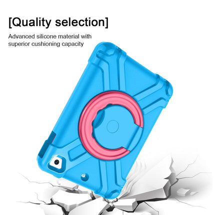 For iPad MINI1/2/3 EVA + PC Flat Protective Shell with 360 ° Rotating Bracket(Blue+Rose Red)-garmade.com