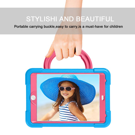 For iPad MINI1/2/3 EVA + PC Flat Protective Shell with 360 ° Rotating Bracket(Blue+Rose Red)-garmade.com