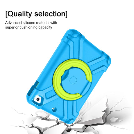 For iPad MINI1/2/3 EVA + PC Flat Protective Shell with 360 ° Rotating Bracket(Blue+Grass Green)-garmade.com