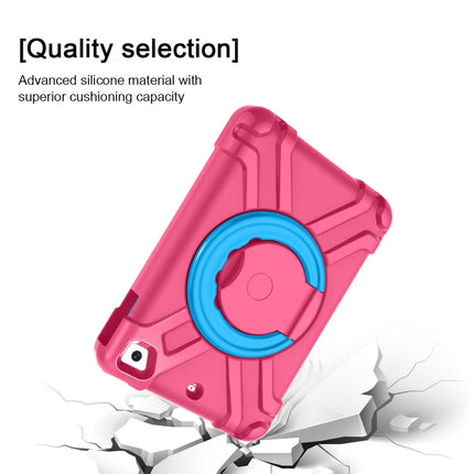 For iPad MINI1/2/3 EVA + PC Flat Protective Shell with 360 ° Rotating Bracket(Rose Red+Blue)-garmade.com