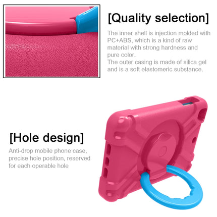 For iPad MINI1/2/3 EVA + PC Flat Protective Shell with 360 ° Rotating Bracket(Rose Red+Blue)-garmade.com